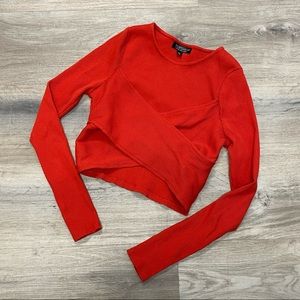 Red Long Sleeve Crop